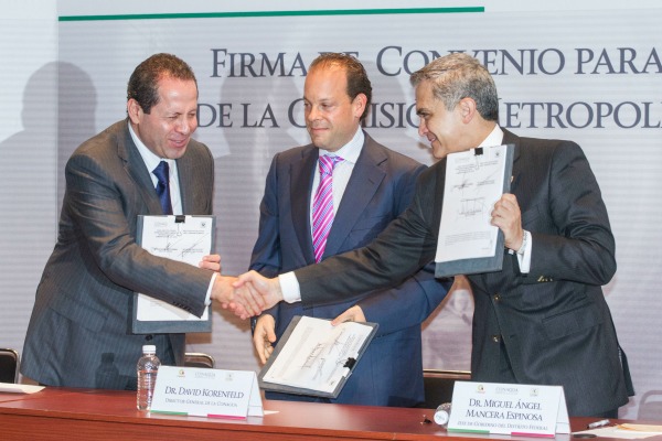 El gobernador del Estado de México, el titular de Conagua, y el jefe de Gobierno del Distrito Federal firmaron el convenio para la instalación de la C