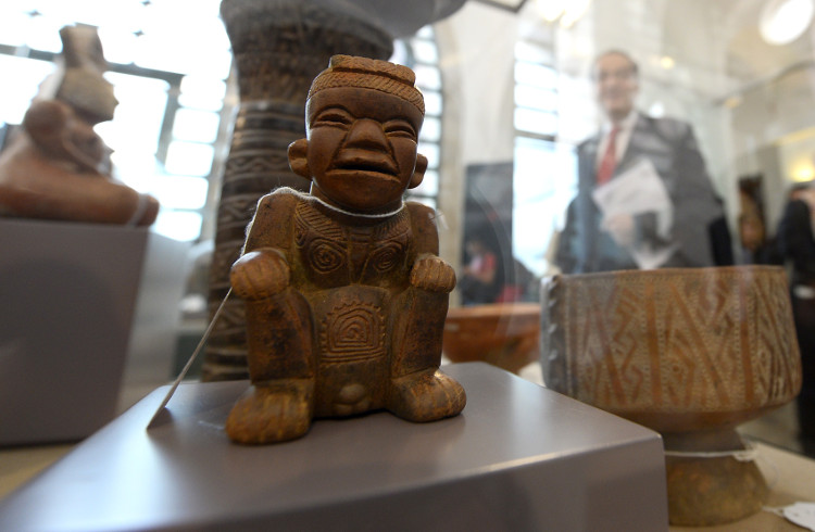 Las piezas se exhibieron para la prensa en el Museo de América, en Madrid.