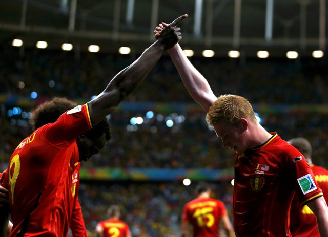 Festejo de los jugadores de Bélgica