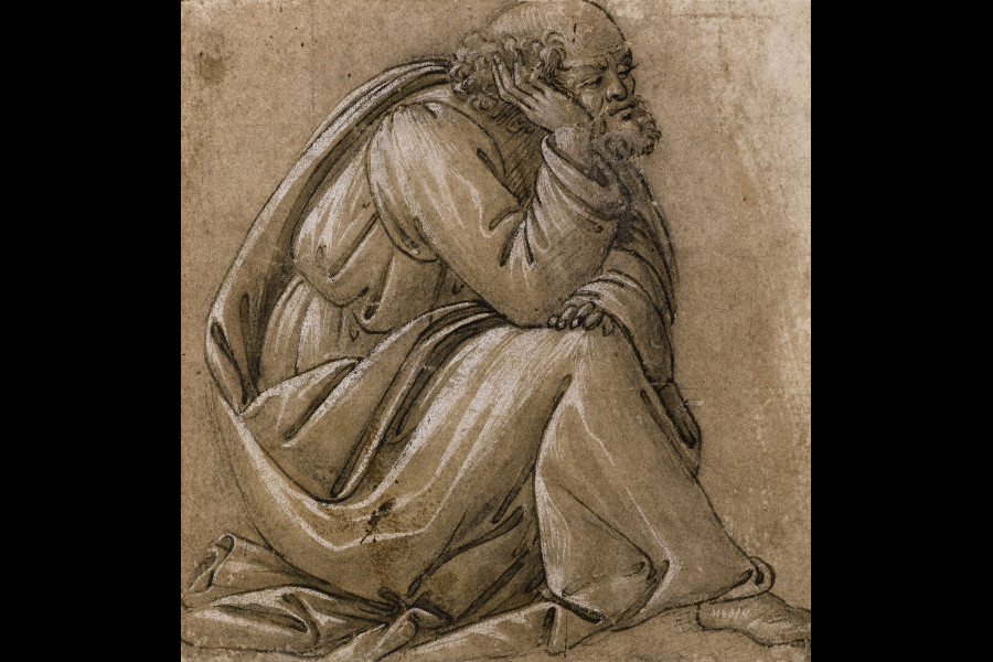 Foto cedida por Sotheby´s del dibujo de Botticelli "Estudio para San José sentado".