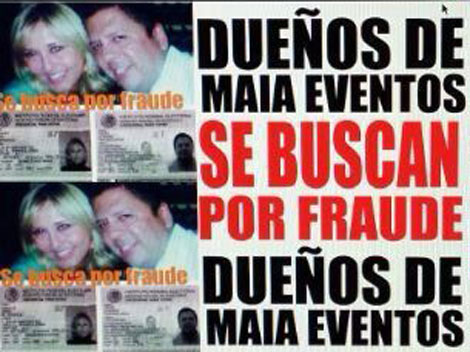 María Verónica González Garza y Javier Chávez Gutiérrez, propietarios de la empresa MAIA Eventos son buscados por las autoridades.