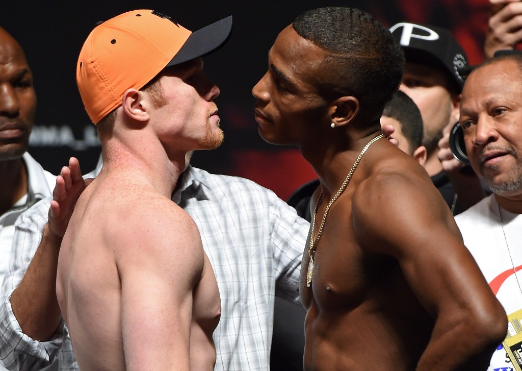 Saúl Álvarez y Erislandy Lara, en el pesaje