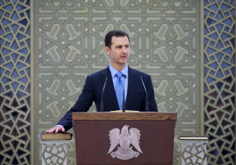 Bashar al Asad, durante su discurso hoy tras asumir de nuevo la presidencia de Siria