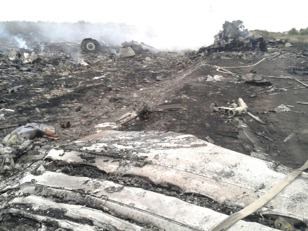 Restos del avión malasio derribado. 