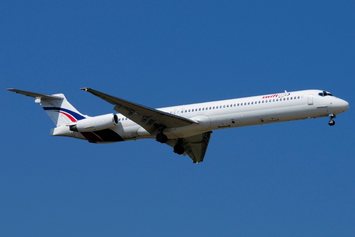 Imagen del avión de Swiftair operado por Air Algerie durante su vuelo de Burkina Faso a Argelia.