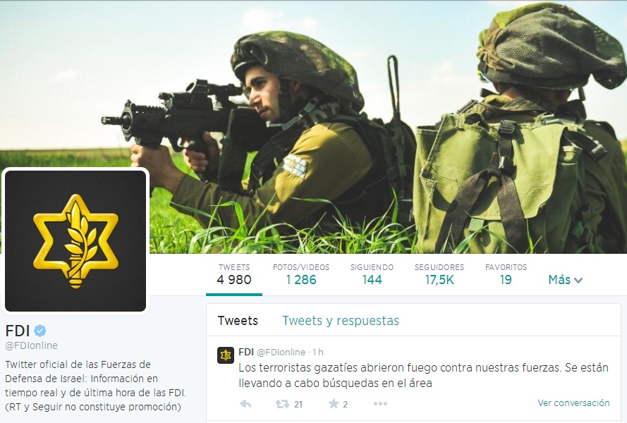 Fuerzas del Ejército Israelí en Twitter