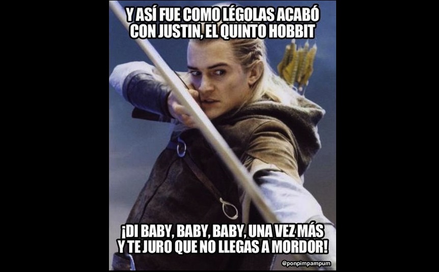 El personaje que protagonizó Bloom en 'El señor de los anillos' fue utilizado para realizar memes en contra de Bieber