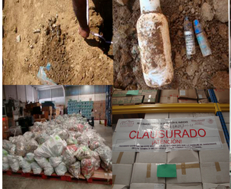 Medicamentos caducos y material de curación se encontraron en bolsas de plástico.