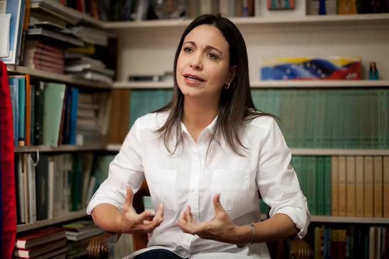 La dirigente política venezolana y ex diputada por el bloque opositor en la Asamblea Nacional, Maria Corina Machado, en Caracas