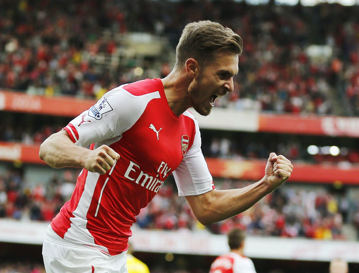 Festejo de Aaron Ramsey en el duelo Arsenal vs Crystal Palace  