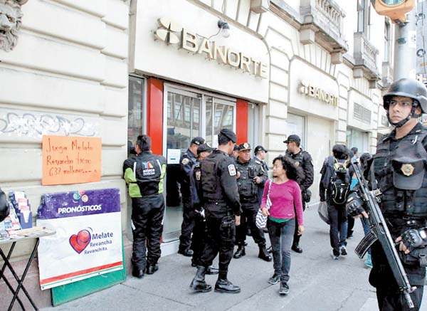 La sucursal que fue asaltada en la colonia Centro.