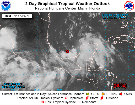 El disturbio tropical #99L se encuentra avanzando hacia las costas de Veracruz y Tamaulipas