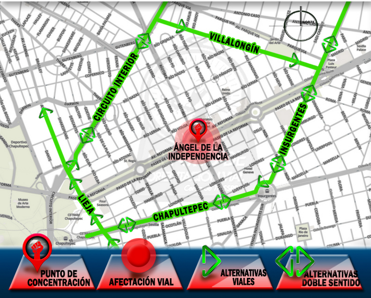 Se prevé una concentración en el Ángel de la Independencia a las 12:00 horas.