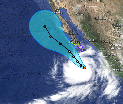 Trayectoria pronosticada de 'Norberto'.