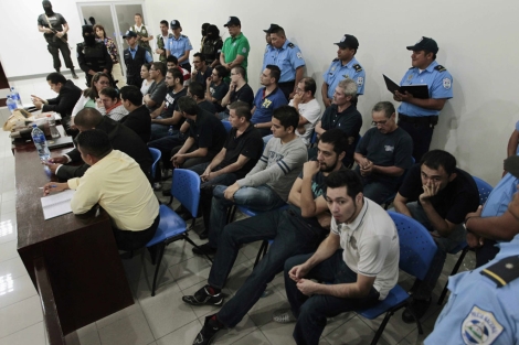 Los acusados, durante una sesión del juicio en Managua