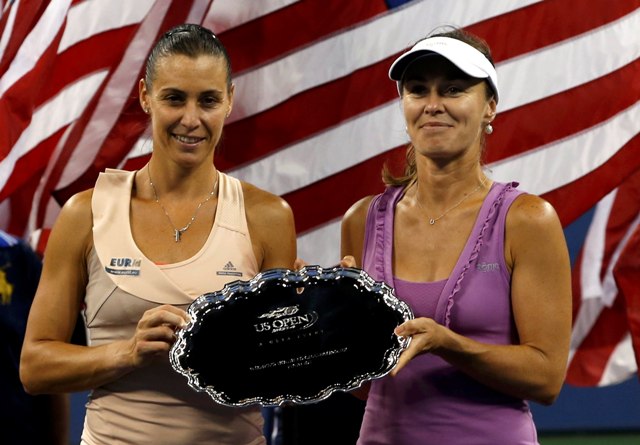 Martina Hingins (derecha) y Flavia Penetta (izquierda), subcampeonas en el US Open