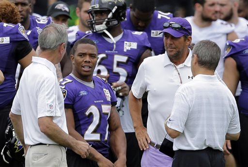 Ray Rice en un juego con Baltimore 