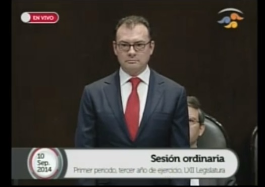 El secretario de Hacienda, Luis Videgaray comparece ante el Congreso de la Unión como parte de la glosa del Segundo informe de gobierno.