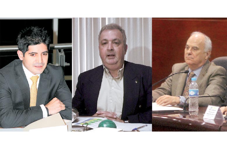 Gilberto de Hoyos Koloffon, Javier Garza y Manuel Ayala Garza, los aspirantes. 