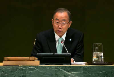 El secretario general de la ONU, Ban Ki-moon, en la inauguración de la cumbre sobre clima en la que participan más de 120 jefes de Estado y de gobiern