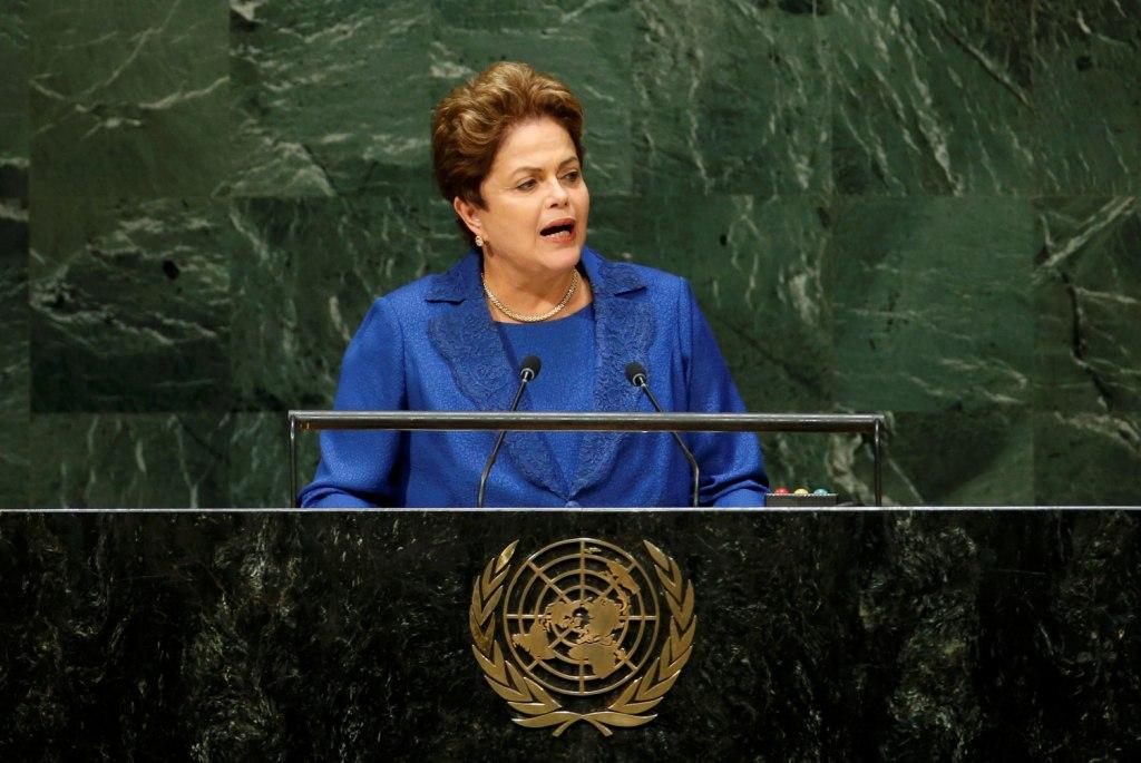 Dilma Rousseff, presidente de Brasil, en la tribuna de la ONU.
