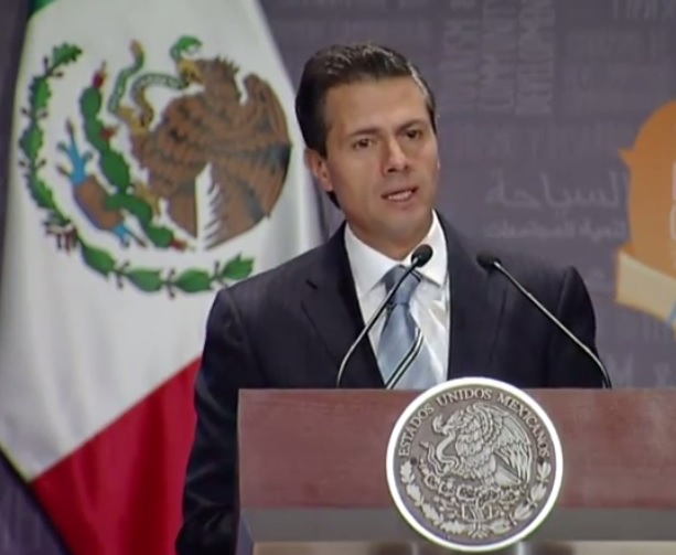 El presidente Enrique Peña Nieto durante la celebración del Día Mundial del Turismo.