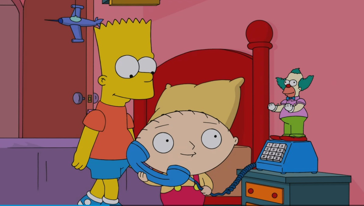 Stewie intenta jugar una broma a Moe. 
