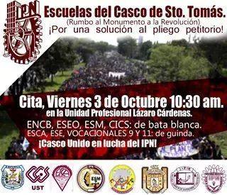 El llamado a los alumnos del Casco de Santo Tomás.