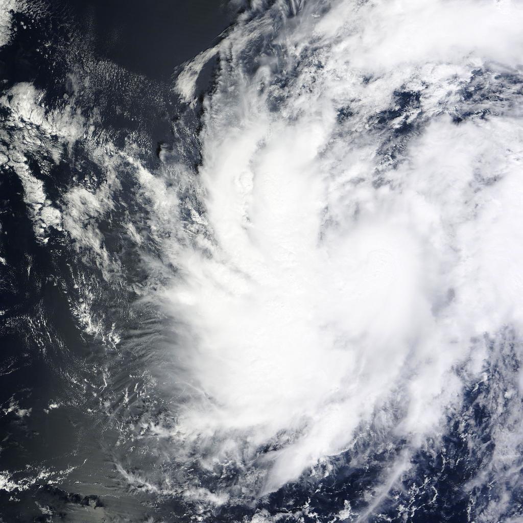 Vista de la tormenta 'Simon', al sur de BCS, desde el satélite MODIS de la Nasa.