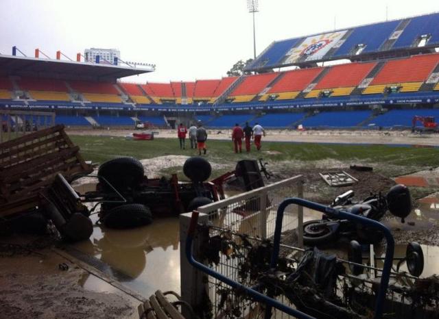 El Estadio del Montpellier francés sufrió daños tras las incesantes lluvias