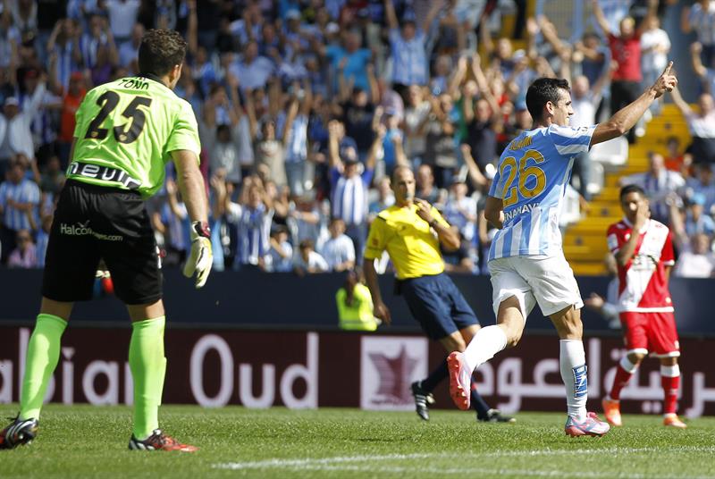 Juan Miguel celebrando el tercer gol ante el Rayo 