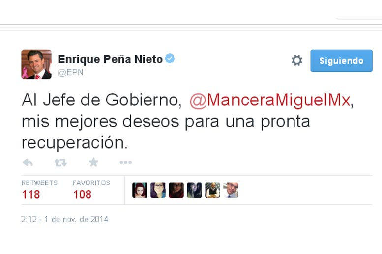 Mancera se encuentra recuperándose en el hospital ABC.