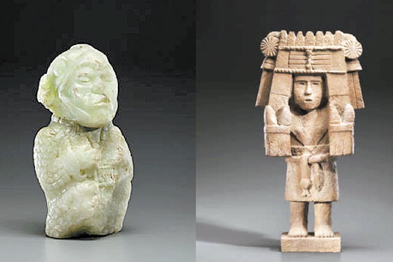 Dos de las figuras que forman parte del lote exhibido desde el sábado pasado.