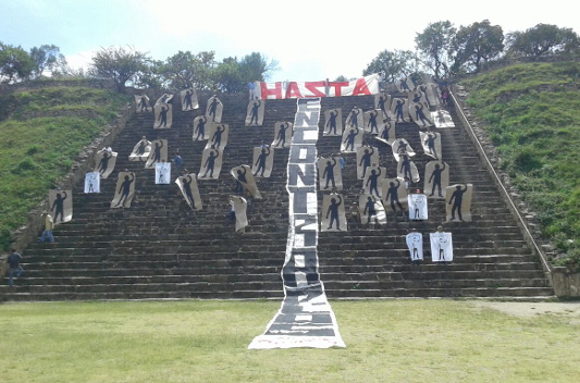 Los manifestantes se manifestaron en Oaxaca.