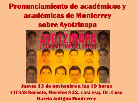 Los académicos y académicas se pronuncian sobre el caso Ayotzinapa. 