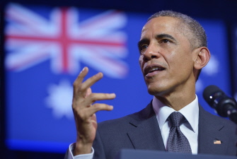 El presidente de Estados Unidos, Barack Obama, durante su discurso en la universidad de Queensland, en Brisbane