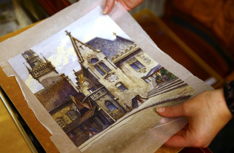 La acuarela "Standesamt und Altes Rathaus Muenchen" fue pintada por Adolfo Hitler en 1914.