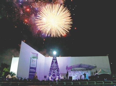 El árbol navideño tiene  50 luces tipo LED y una estrella en la cúspide.