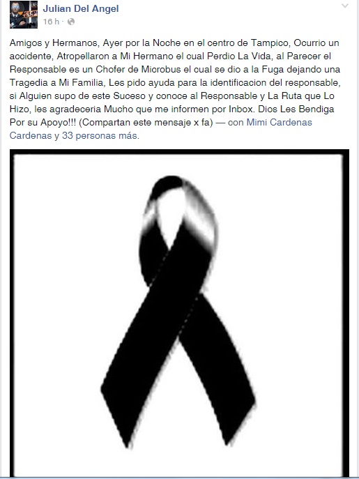La publicación apareció en la red social de Facebook.