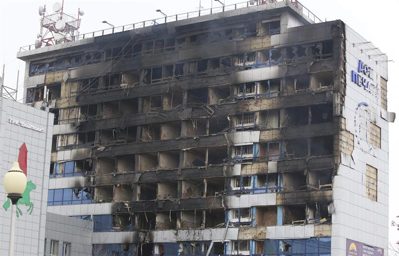 La Casa de la Prensa de Grozni, capital de Cechenia, después de que guerrilleros islamistas la asaltaran, el pasado 4 de diciembre 