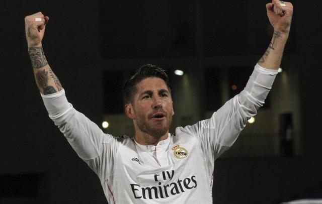 Sergio Ramos, festejando el primer gol del Real Madrid en contra del Cruz Azul