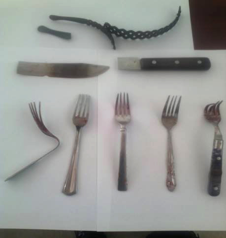 Instrumentos que le encontraron al agresor. 