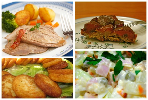 Pavo en salsa de flor de calabaza, tortitas de papa y xoconostles con nuez