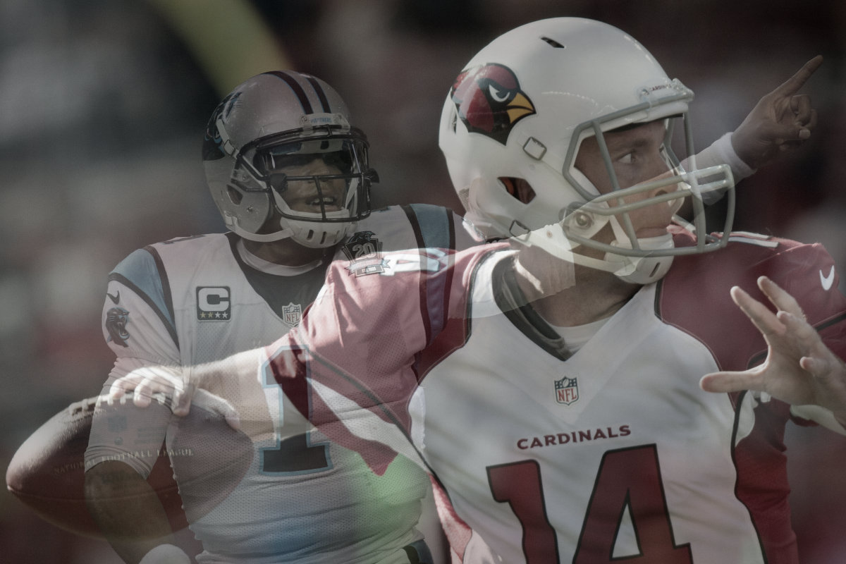 Ryan Lindley y Cam Newton  