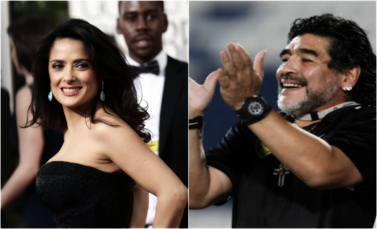 Salma Hayek y Diego Armando Maradona 