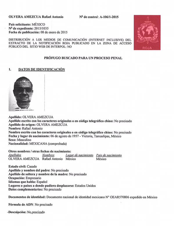 La Interpol emitió una ficha roja contra Rafael Antonio Olvera Amezcua, socio mayoritario de Ficrea.