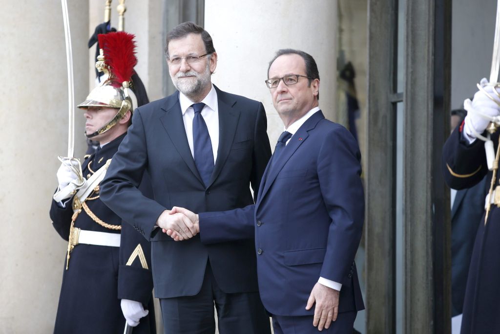 El presidente francés François Hollande con su homólogo español Mariano Rajoy.