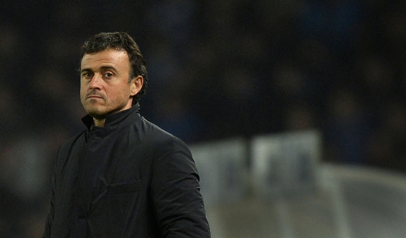 Luis Enrique durante un juego con el Barcelona