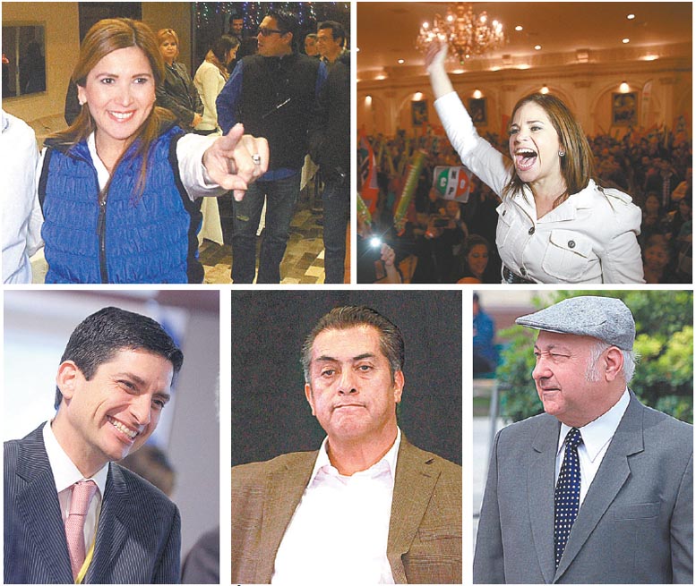 Arriba: Margarita Arellanes e Ivonne Álvarez. Abajo: Felipe de Jesús Cantú, Jaime Rodríguez y Jesús Elizondo.