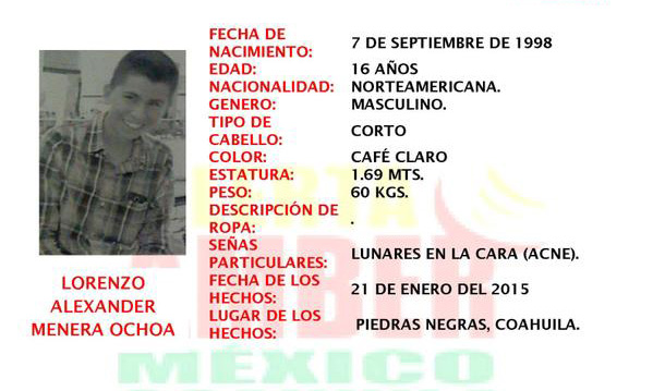 Cualquier información que ayude a localizarlo, favor de reportarla a los teléfonos: 066 ó (844) 4 15 38 14.